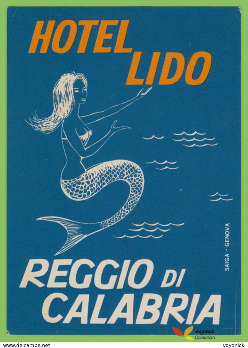 Voyo HOTEL LIDO Reggio Di Calabria Italy  Hotel Label 1960s Vintage SAIGA - Hotelaufkleber