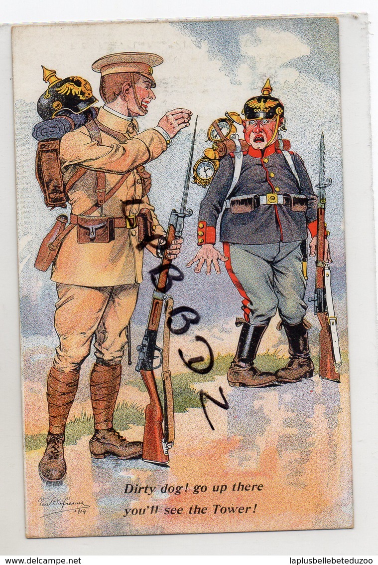 CPA - MILITARIA - Illustrateur Dufresne - Dirty Dog ! Go Up There You'll See The Tower ! - Guerre 1914-1918 - Voir Desc. - Guerre 1914-18