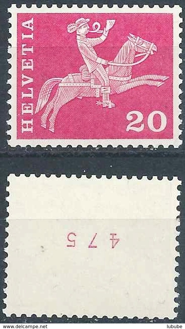 Postreiter 358RL, 20 Rp.lilarosa  Dreistellige Kontrollnummer       1964 - Rollen