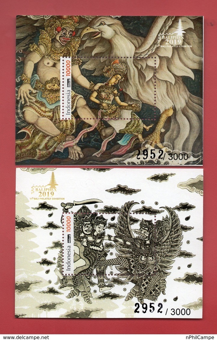 INDONESIA 2 SOUVENIR SHEET SPECIAL EDITION BALIPHEX 2019 RAMAYANA PAINTING MNH - Indonesien