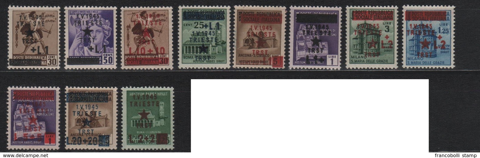 1945 Monumenti Distrutti Serie Cpl MNH - Joegoslavische Bez.: Trieste