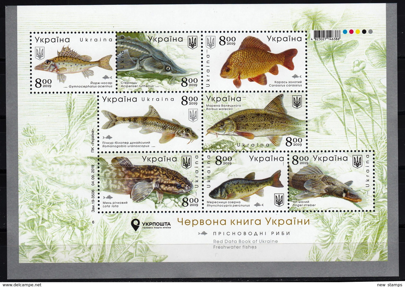 Ukraine 2019 Fauna Freshwater Fishes Minisheet MNH - Peces