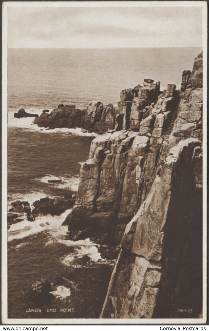 Lands End Point, Cornwall, 1933 - Valentine's Postcard - Land's End