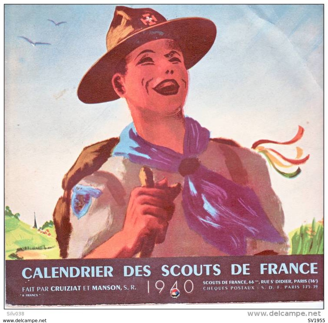 Calendrier Des Scouts De France 1940 -SCOUTISME - Tamaño Grande : 1921-40