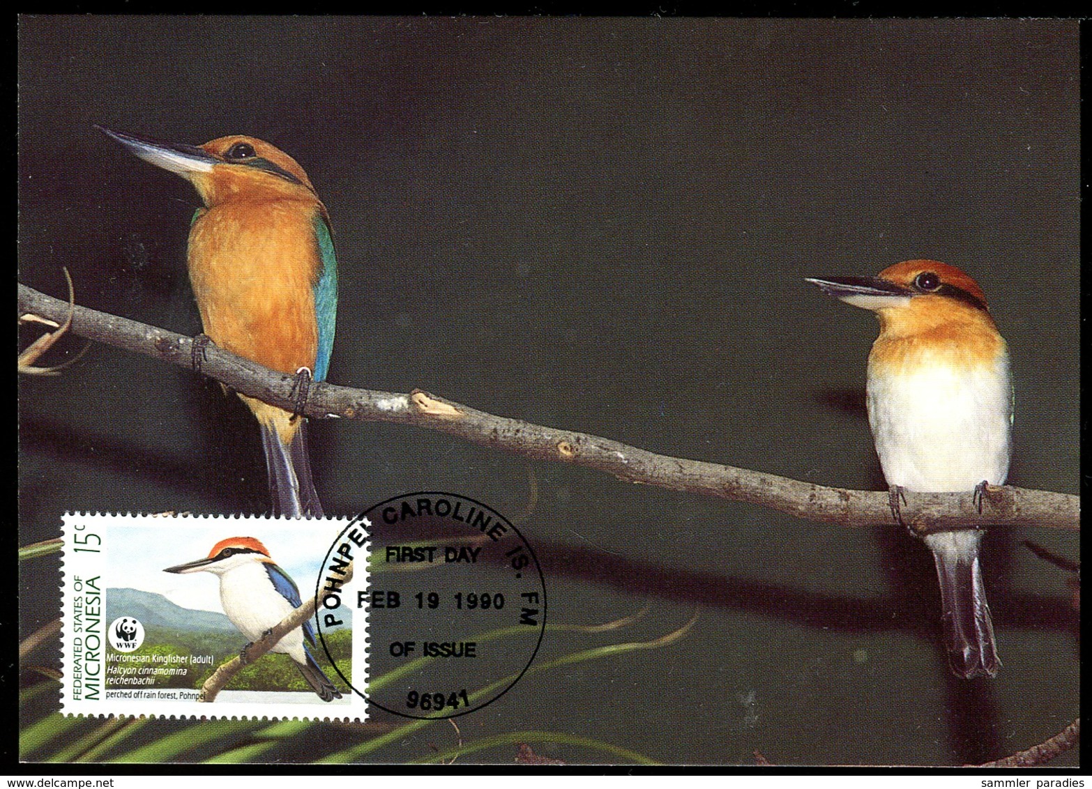98856) Mikronesien - 1990 WWF 093 - ▭ Mi 174 / 177 4MK/MC - Vögel Mikronesiens - Micronesia