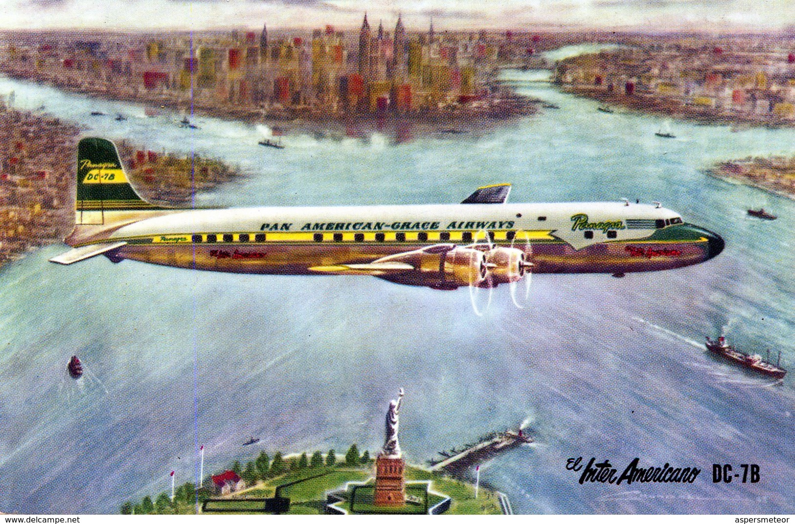 POSTAL. POSTCARD. AVION. PLANE. AIRPLANE. EL INTERAMERICANO DC-7B. - NTVG. - 1946-....: Era Moderna