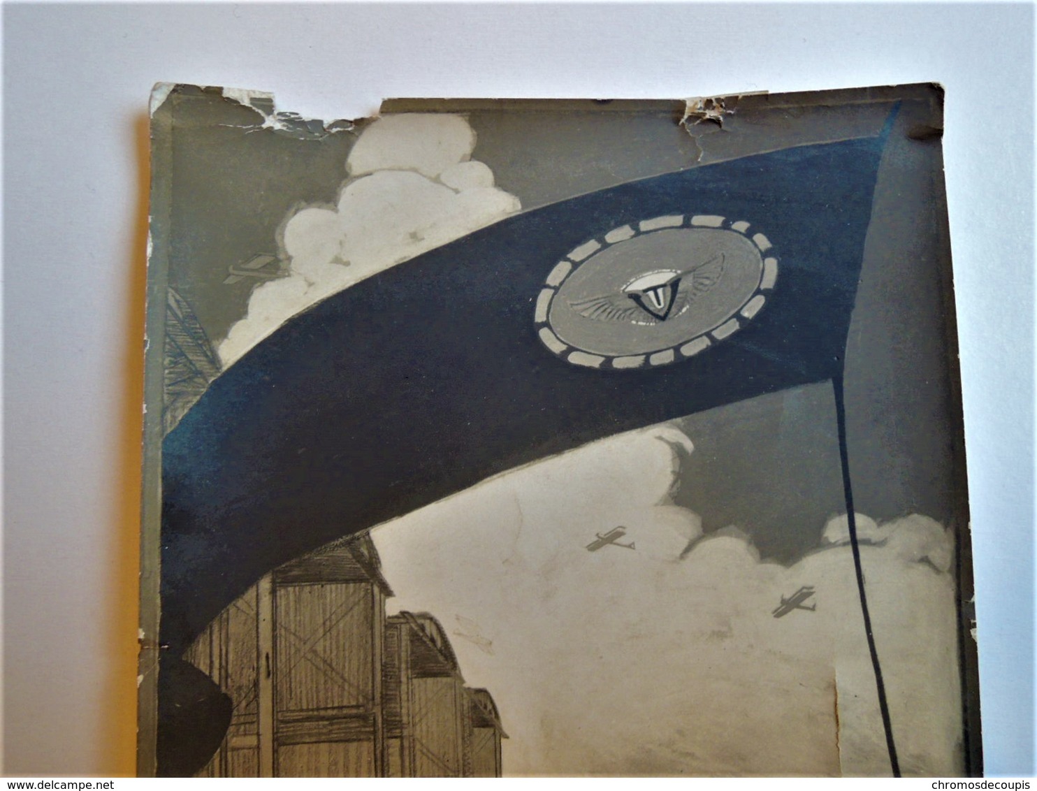 Grande PHOTO Bernes-Marouteau. Affiche Dessinée Pour "Les VIEILLES TIGES" Grand Meeting DU BOURGET. 25-26-27-28 Mai 1922 - Non Classés