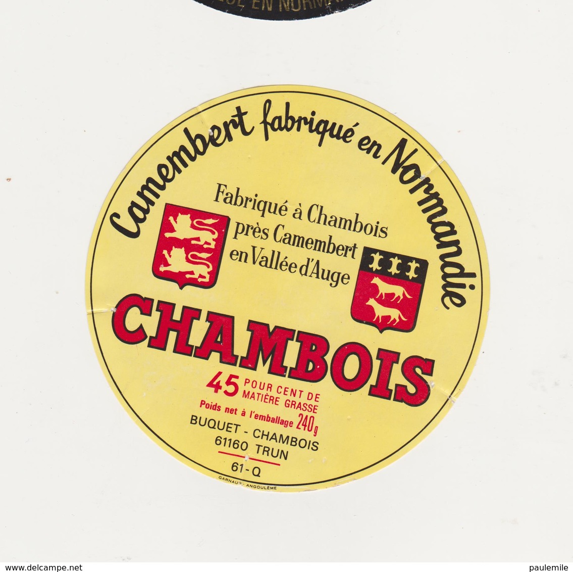 F/ETIQUETTE DE CAMEMBERT BUQUET CHAMBOIS 61 Q - Cheese