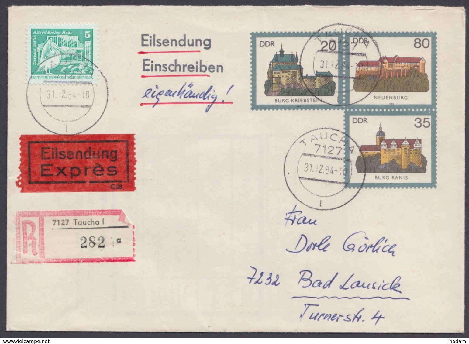 Mi-Nr. U1, Als R- Eilboten/eigenhändig Mit Pass. Zusatzfr., Ankunftsstempel - Covers - Used