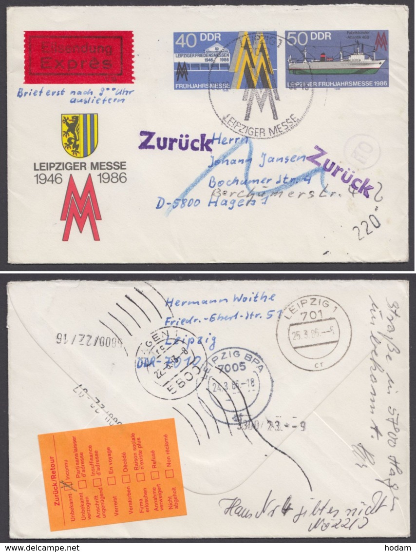 Mi-Nr. U4, Eilboten Mit Div. Stempeln/zurück- Vermerken - Enveloppes - Oblitérées