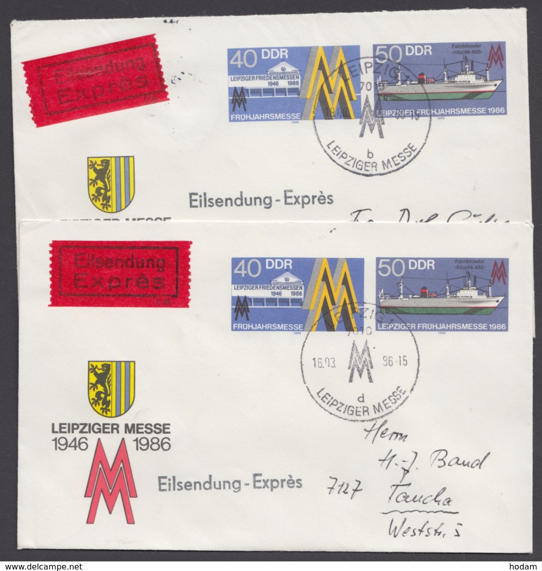 Mi-Nr. U4, 2 Eilboten- Belege, Je Sst "Leipziger Messe", Kennbuchstabe "b" Und "d", Je Ankunft - Covers - Used