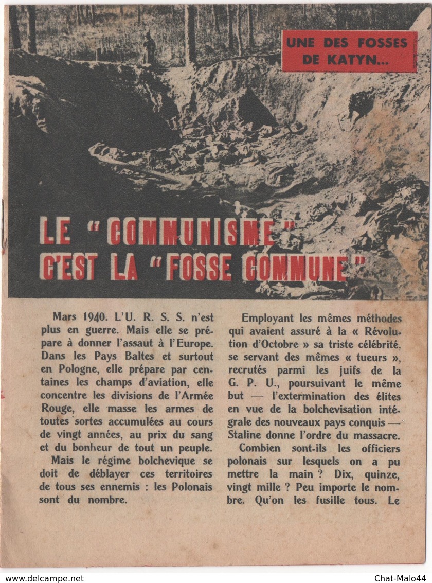 WW2 - Le "Communisme" C'est La "fosse Commune". Avril 1943. Brochure De Propagande Anti-soviétique De 8 Pages - Documents Historiques