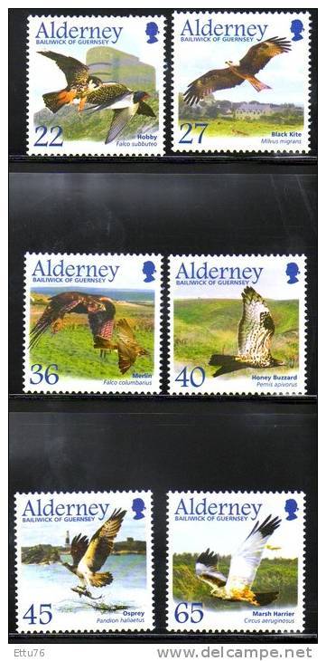 ALDERNEY  2002   BIRDS  OF  PREY  SET   MNH - Águilas & Aves De Presa