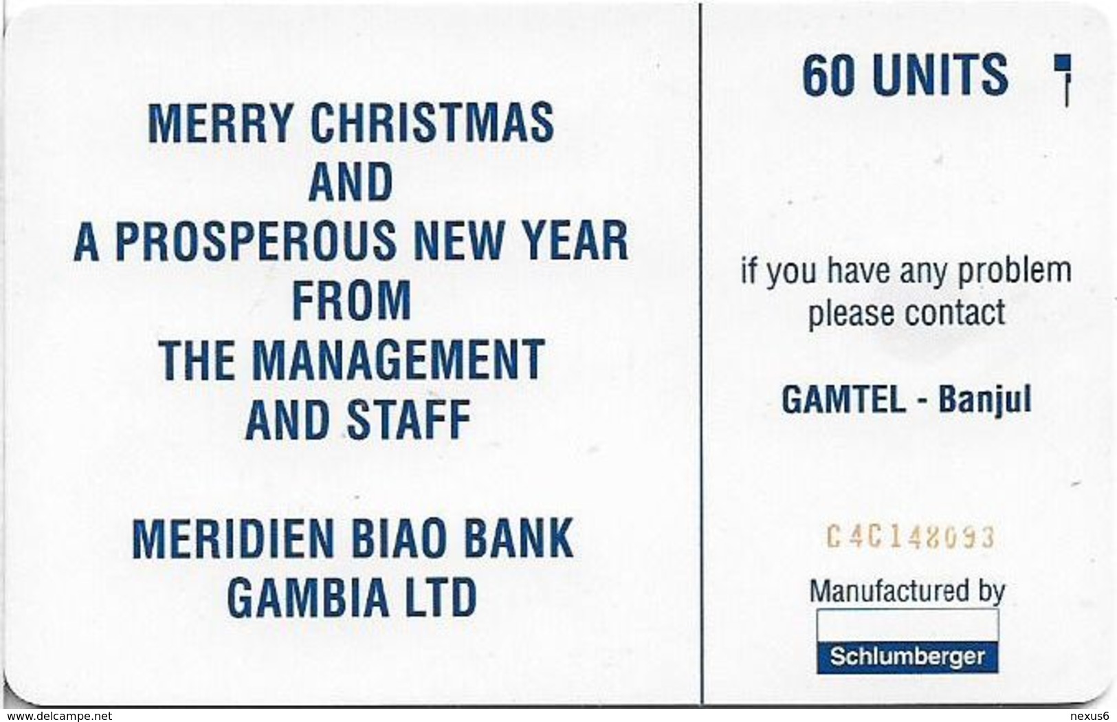 Gambia - Gamtel - Meridien Biao Bank (Small Cn. C4C), SC7, 60Units, Used - Gambie