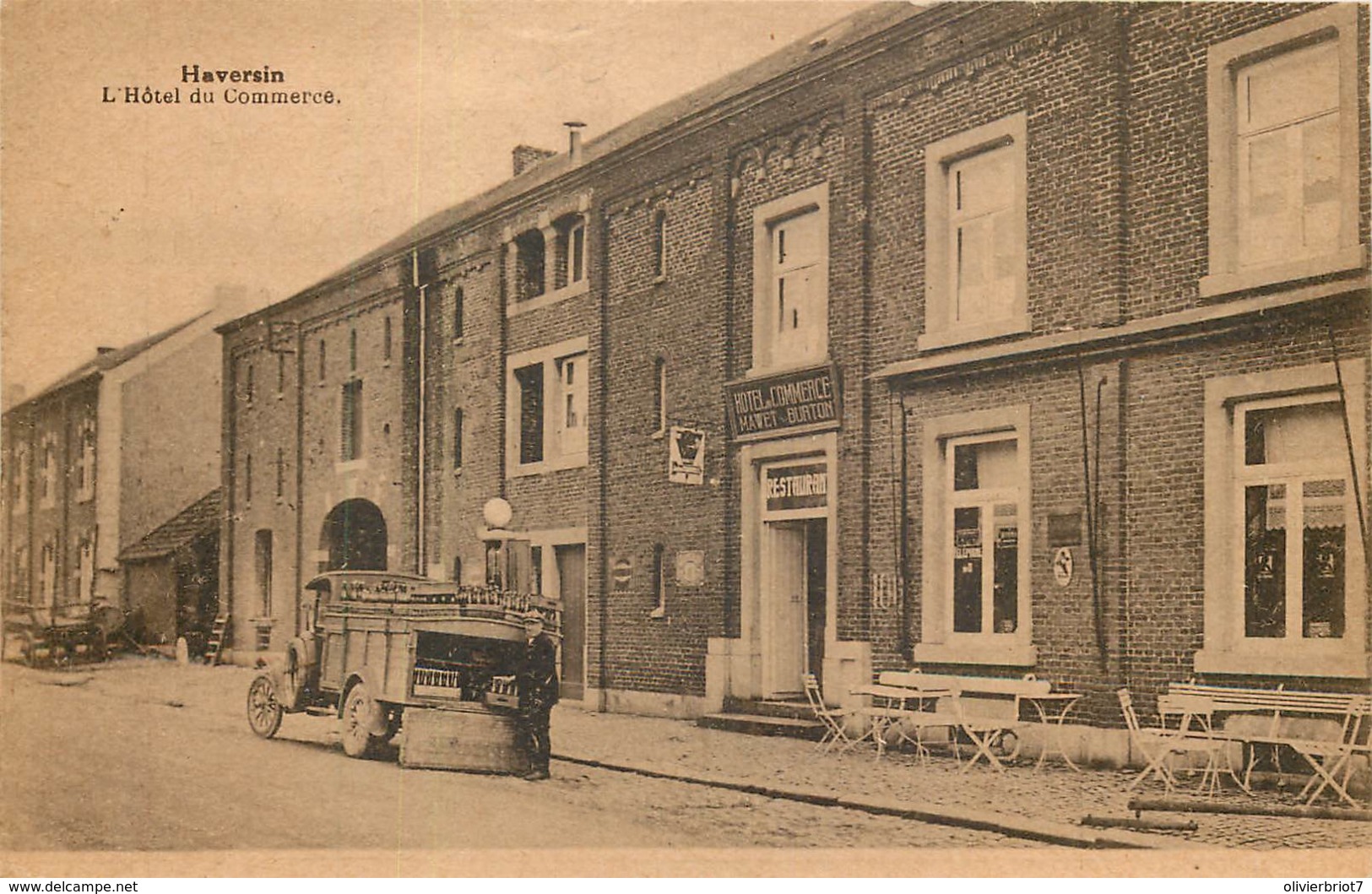 Ciney - Haversin - Excepionnel !!Le Camion Du Brasseur Devant L'Hôtel Du Commerce ( Mawet-Burton ) Et La Pompe à Essence - Ciney