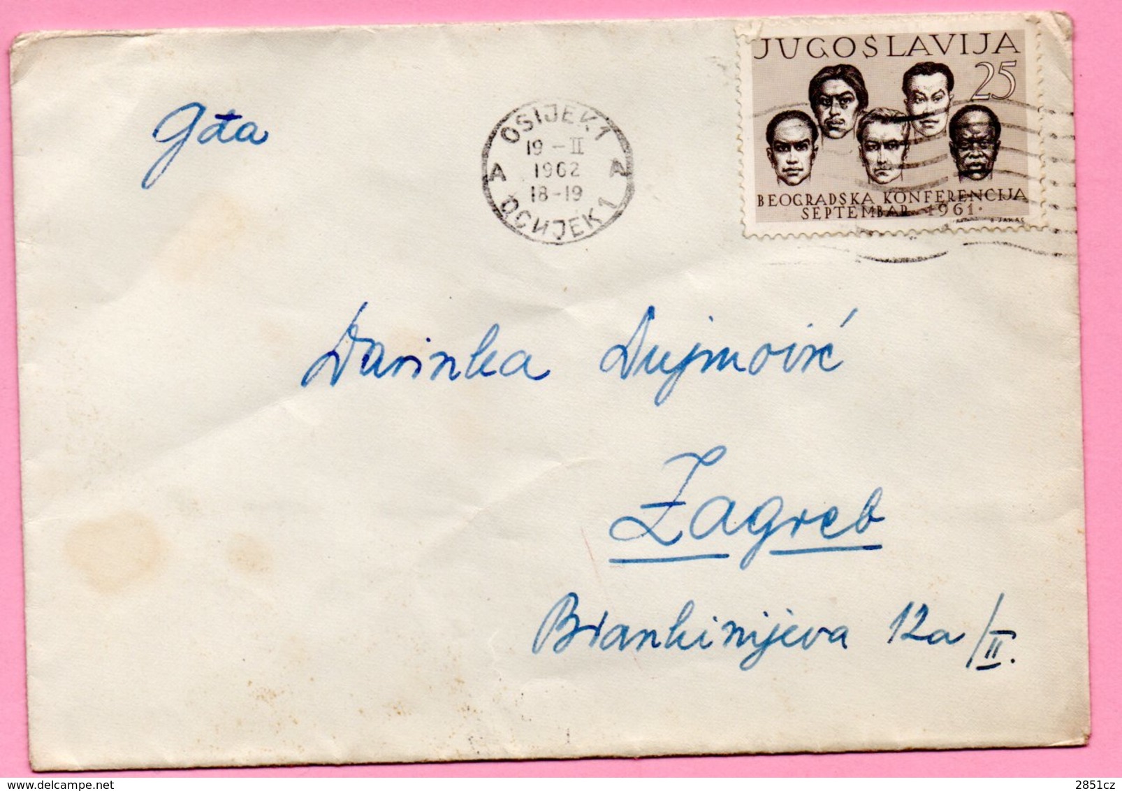Letter - Postmark Osijek, 19.2.1962. / Zagreb, 20.2.1962., Yugoslavia - Autres & Non Classés