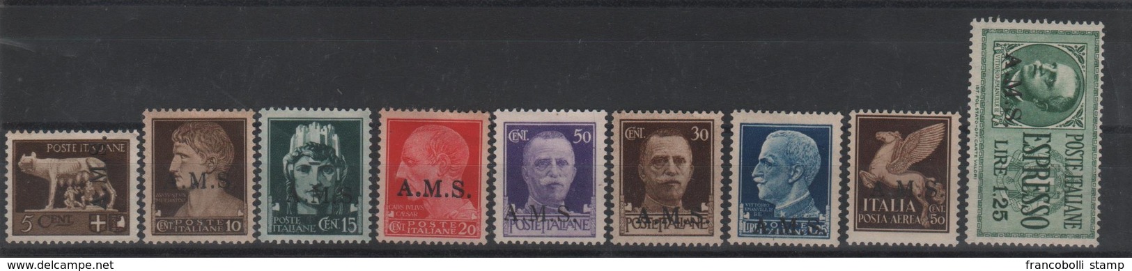Imperiale Soprastampati American Mail Service - Em. Salerno A.M.S. Non Emessi Serie Cpl MLH - Ocu. Anglo-Americana: Napoles