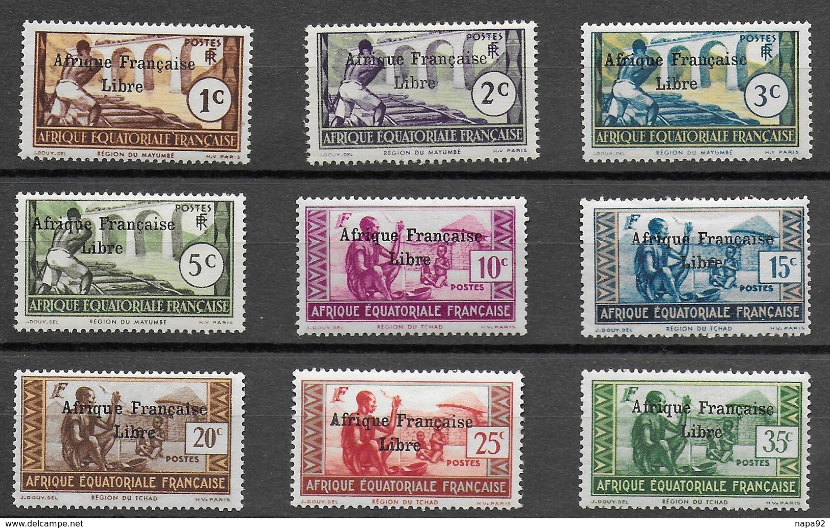 AFRIQUE EQUATORIALE FRANCAISE - AEF - A.E.F. 1941 YT 156/164** - VARIETE - Nuovi