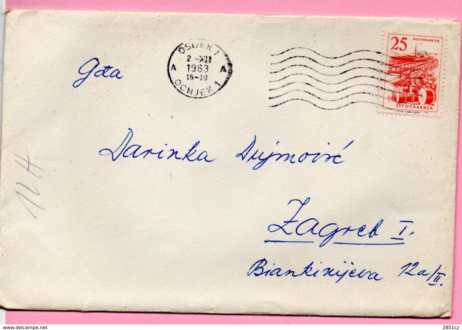 Letter - Postmark Osijek, 2.12.1963., Yugoslavia - Other & Unclassified