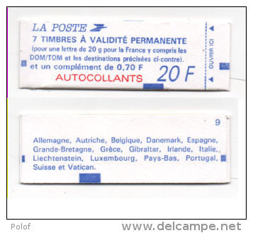 Carnet De 8 Timbres (7 A Usage Permanent + 1 A 0,70 - N° 1506 A (Sans Accent)  (73768) - Tag Der Briefmarke