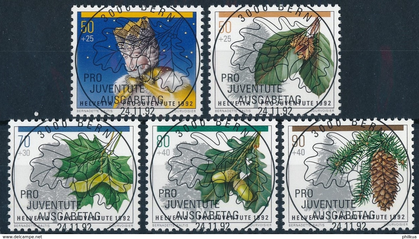 1992 - Pro Juventute 323-327 / 1483-1487 Mit Ersttag Vollstempel - Used Stamps