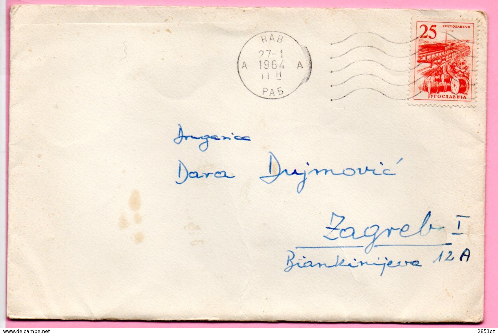 Letter - Postmark Rab, 27.1.1964., Yugoslavia - Autres & Non Classés