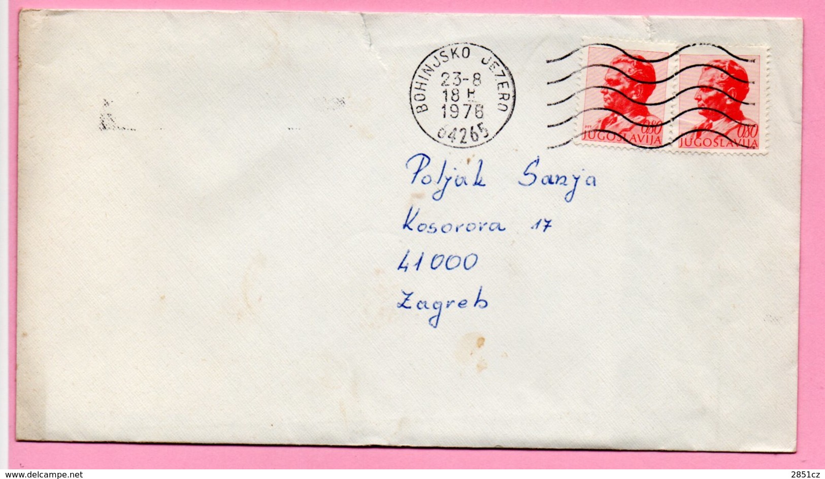 Letter - Stamp Tito / Postmark Bohinjsko Jezero, 23.8.1976., Yugoslavia - Otros & Sin Clasificación