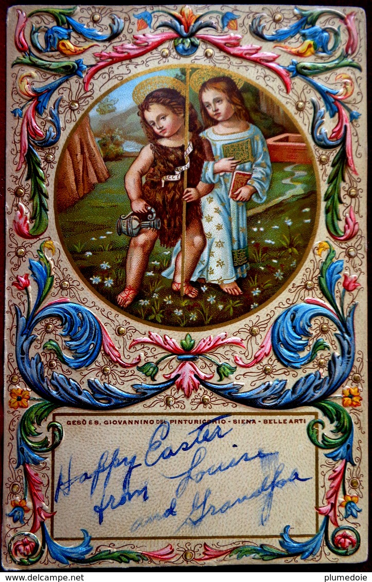 Belle Cpa Gaufrée JESUS ENFANT . GESU E S.GIOVANNINO . BELLE ARTI . SIENA  , Embossed OLD PC EDIT . SBORGI FIRENZE - Jésus