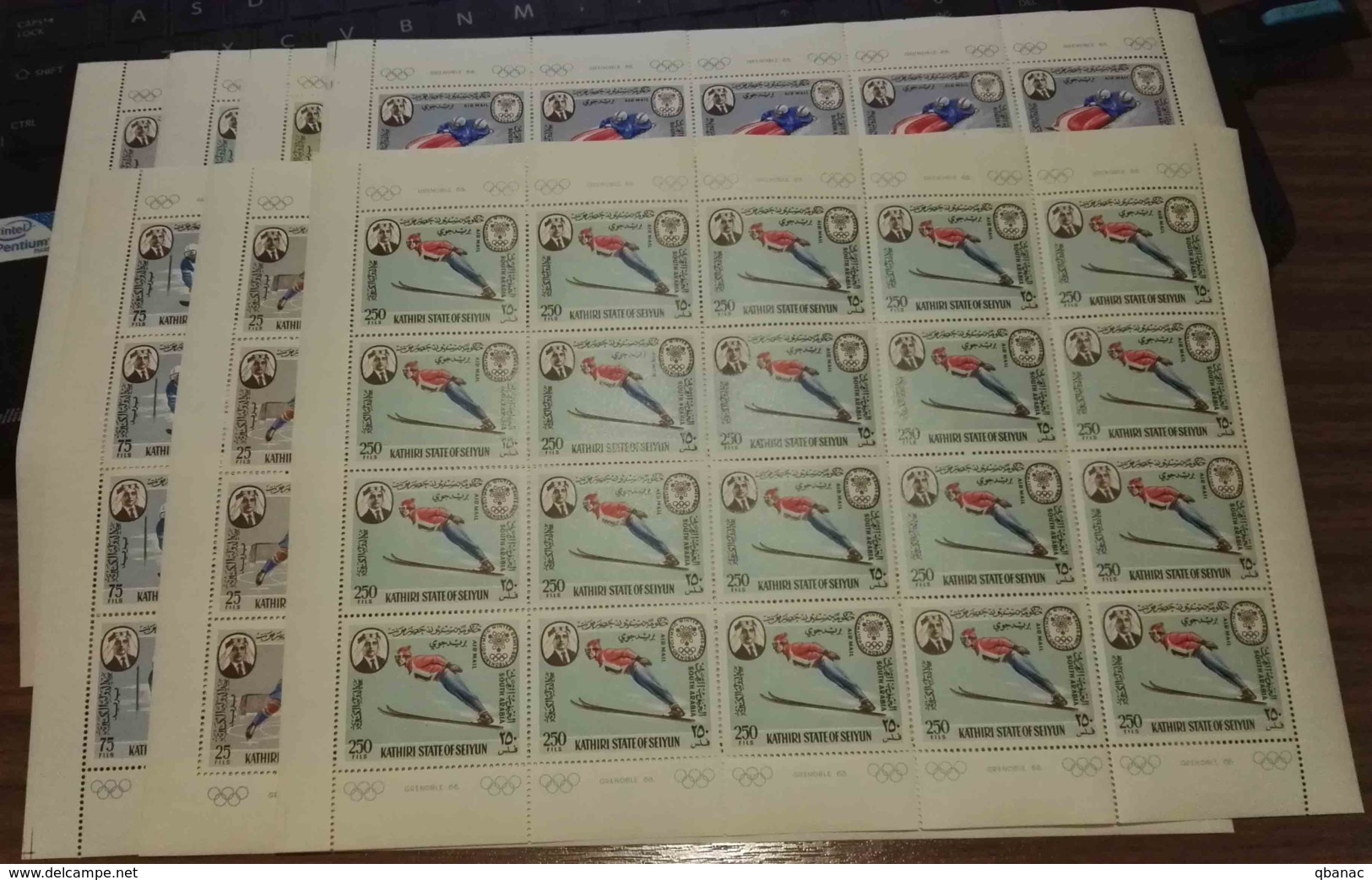 Aden - Kathiri State 1967 Winter Olympic Games In Grenoble Mi#134-140 A Mint Never Hinged Full Sheets Of 20 - Invierno 1968: Grenoble