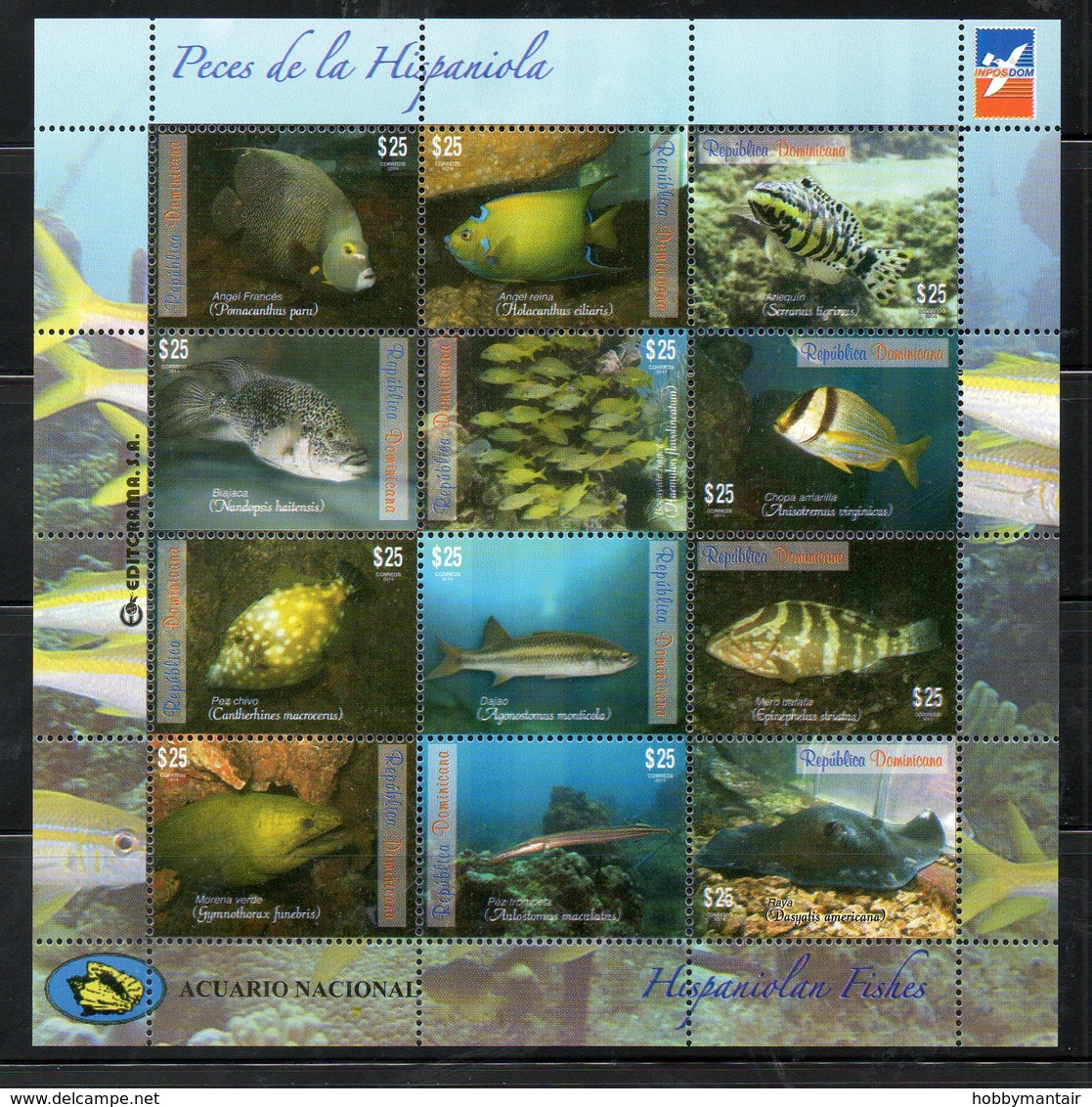 DOMINICANA, 2014, FISHES S/S, MNH** - Vissen