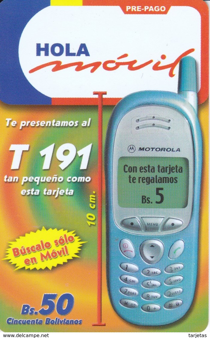 TARJETA DE BOLIVIA DE HOLA MOVIL Bs50  TELEFONO - Bolivië