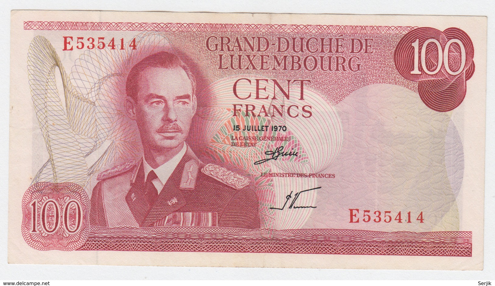 LUXEMBOURG 100 FRANCS 1970 VF++ Pick 56 - Luxemburg