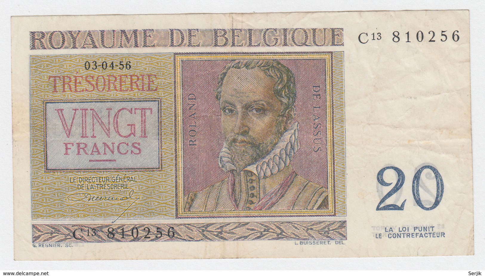 Belgium BELGIQUE 20 Francs 3-4- 1956 VF+ CRISP Banknote Pick 132b 132 B - Sonstige & Ohne Zuordnung