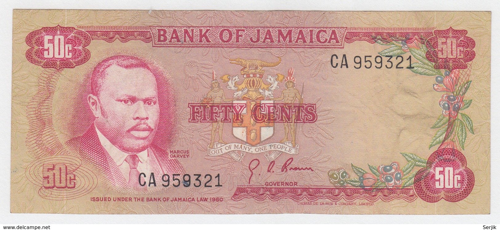 JAMAICA 50 Cents 1960 VF+ Pick 53 - Jamaica