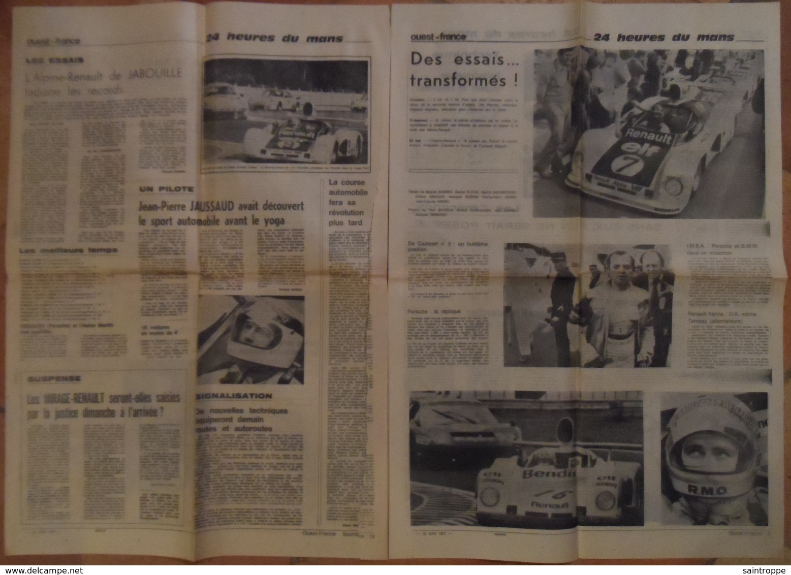 24 H du Mans 1977.Lot d'articles sur les 24 H 1977, provenant de différents journaux.