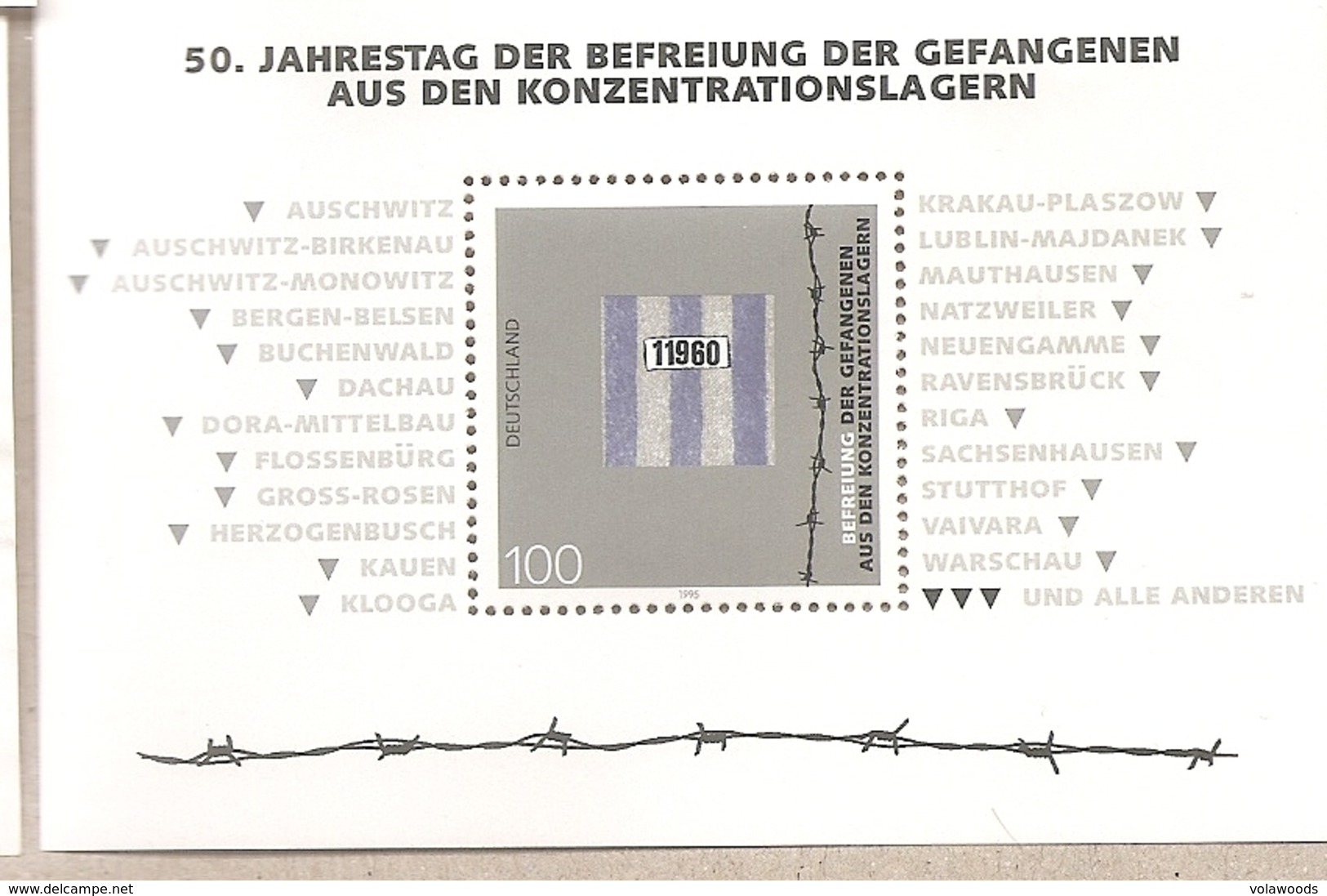 Germania - Foglietto Nuovo: 50° Anniversario Della Liberazione Dei Lager Nazisti - 1995 * G - Seconda Guerra Mondiale