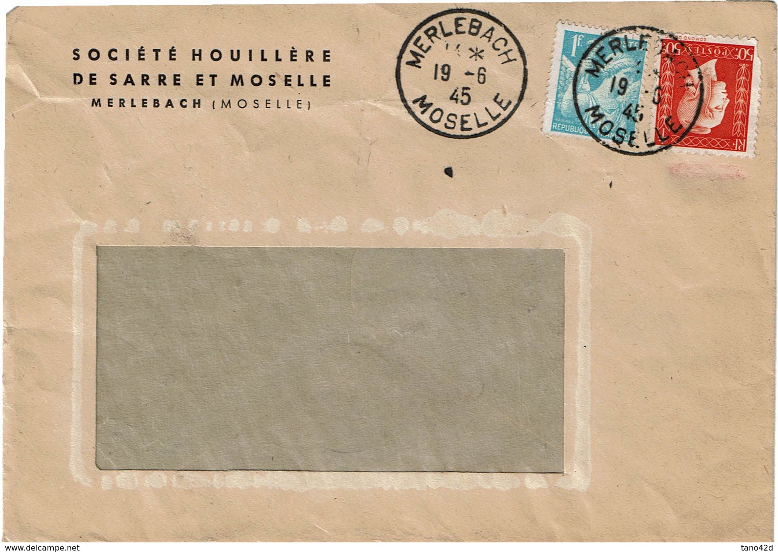 LCTN59/ALS 2 - LETTRE  MERLEBACH 19/6/1945 - Covers & Documents