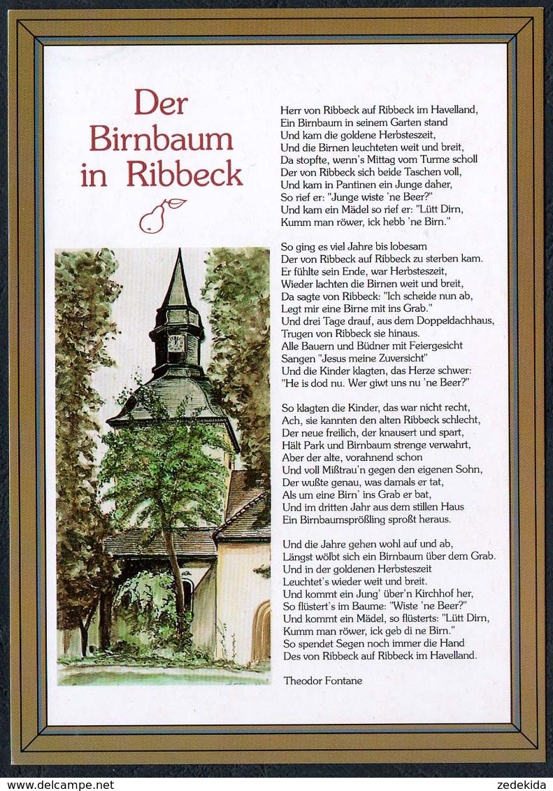 D1245 - TOP Ribbeck Der Birnbaum Liedkarte Theodor Fontane - Bild Und Heimat Reichenbach - Qualitätskarte - Other & Unclassified