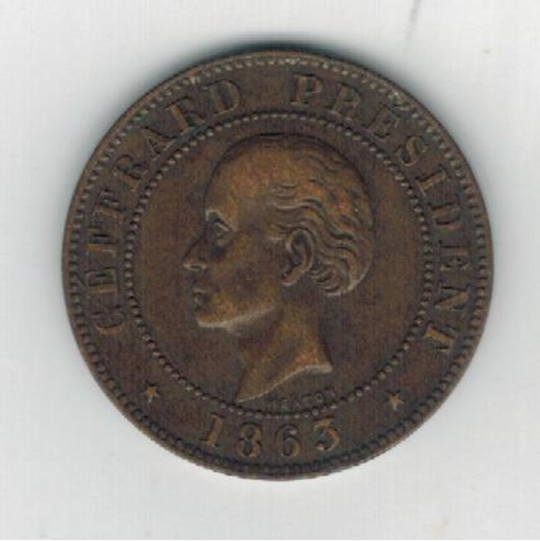 Haiti 10 Centimes, 1863. Nice Grade. - Haiti