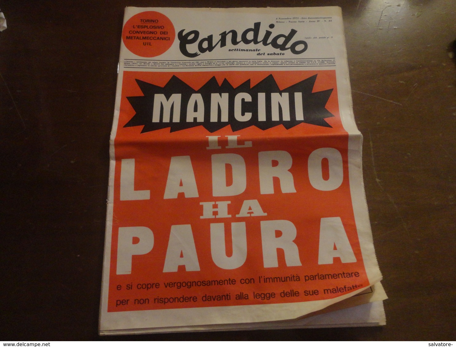 CANDIDO SETTIMANALE DEL SABATO-4 NOVEMBRE 1971-MILANO NUOVA SERIE-ANNO IV-N°44 - Law & Economics