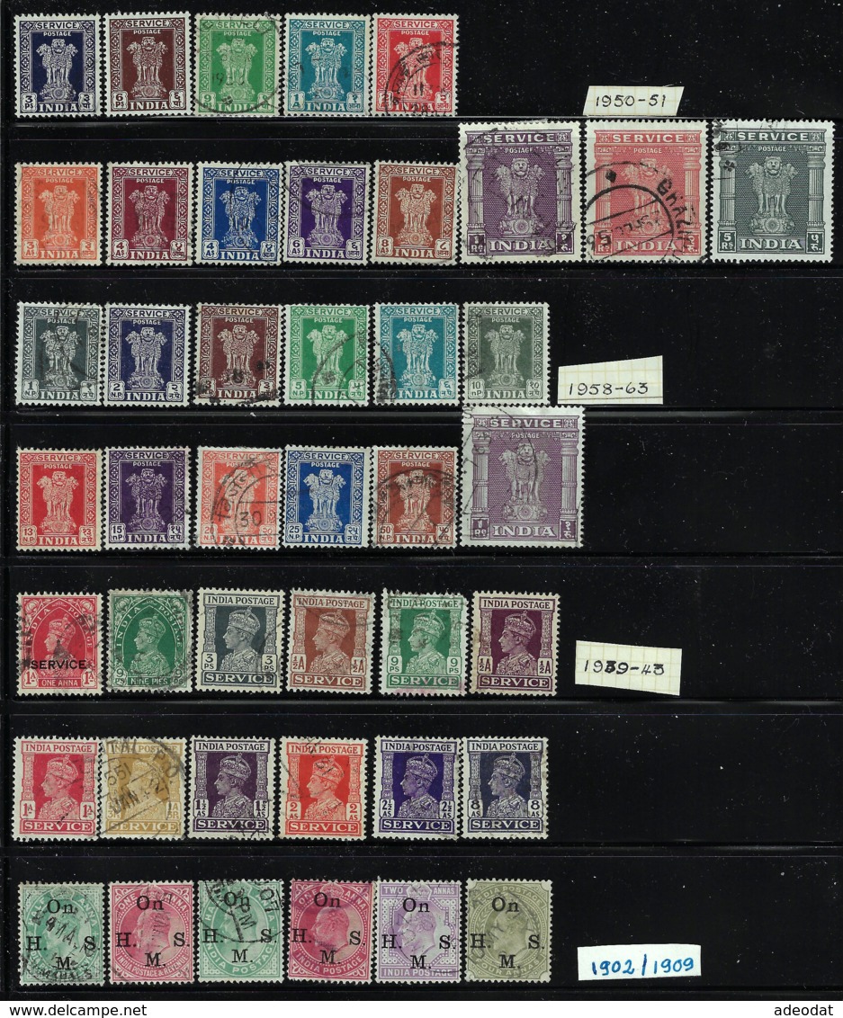 INDIA 1902-1963 SERVICE STAMPS CATALOG VALUE US $20.00 - Collections, Lots & Séries