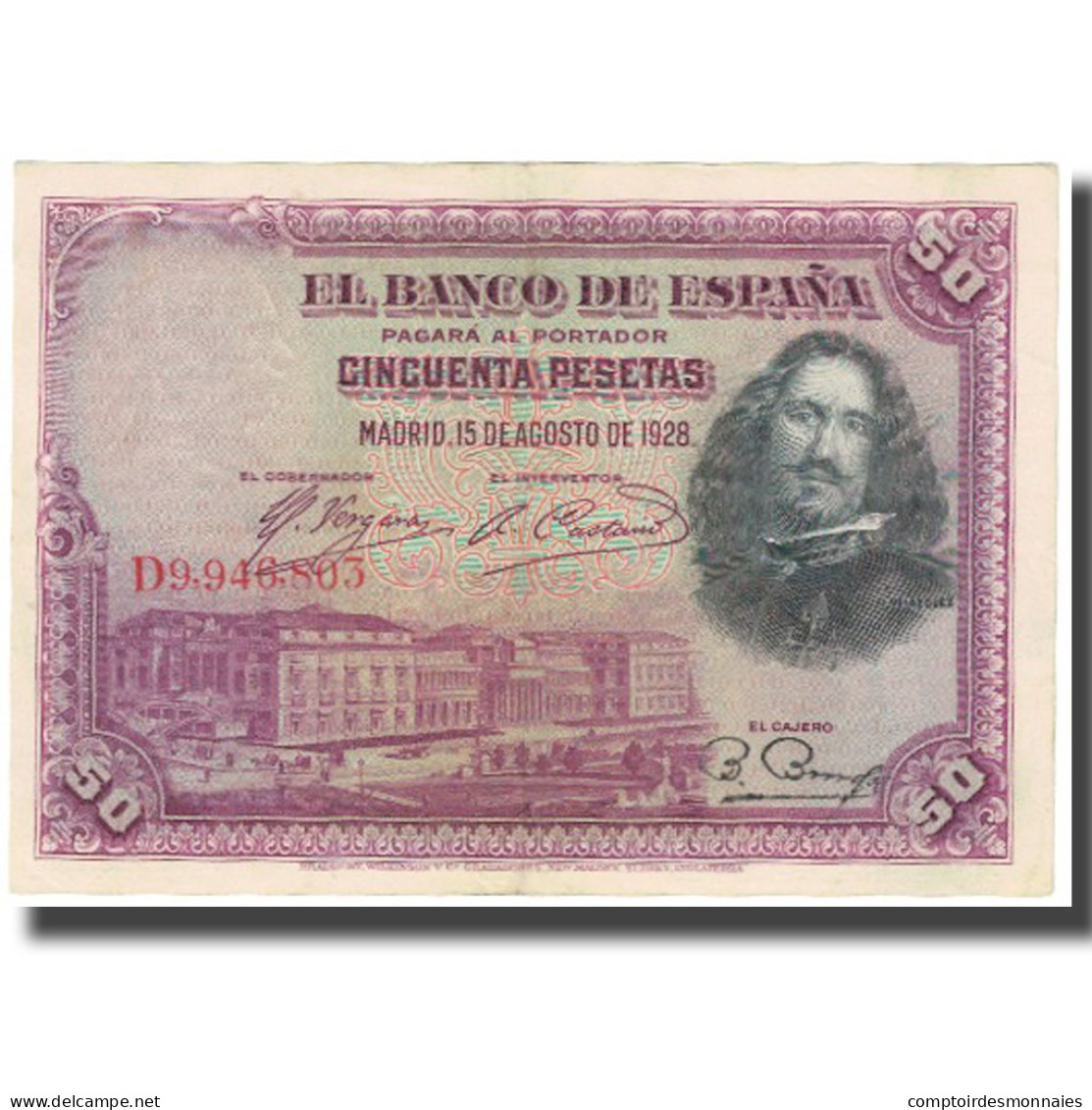 Billet, Espagne, 50 Pesetas, 1928, 1928-08-15, KM:75b, SUP - 50 Pesetas