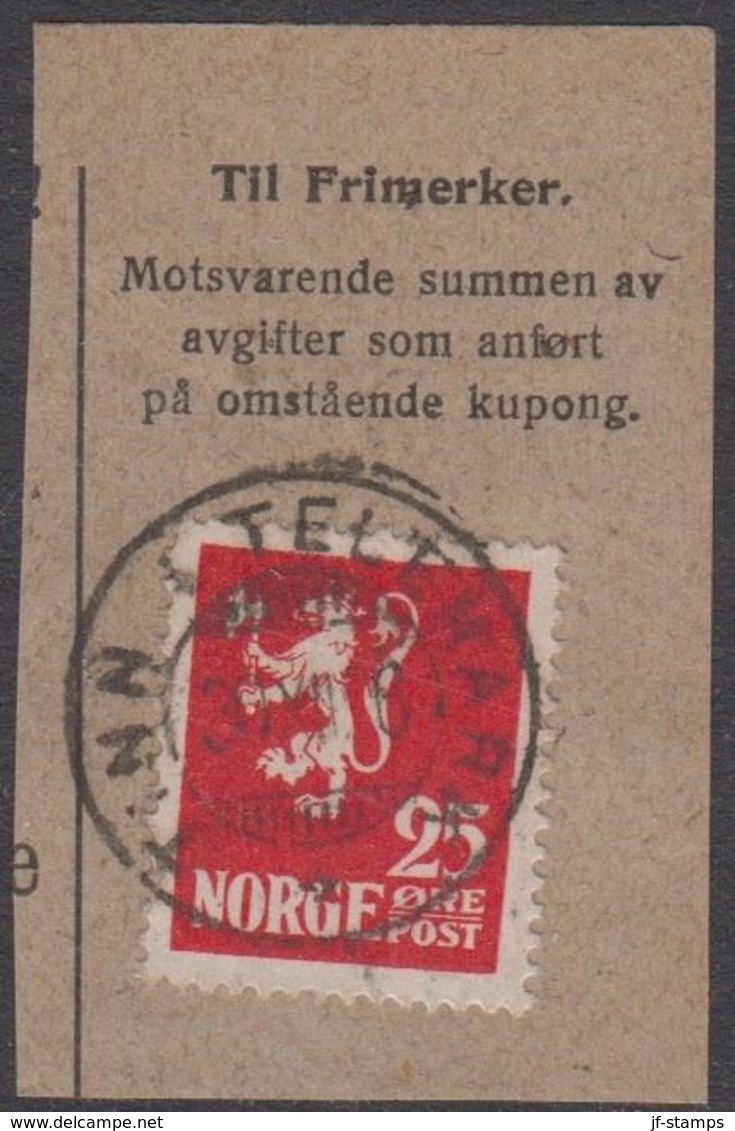 1923. Lion.__ 25 øre Red. LUXUS TINN I TELEMARK 30. XII. 26. (Michel 107) - JF318115 - Gebraucht