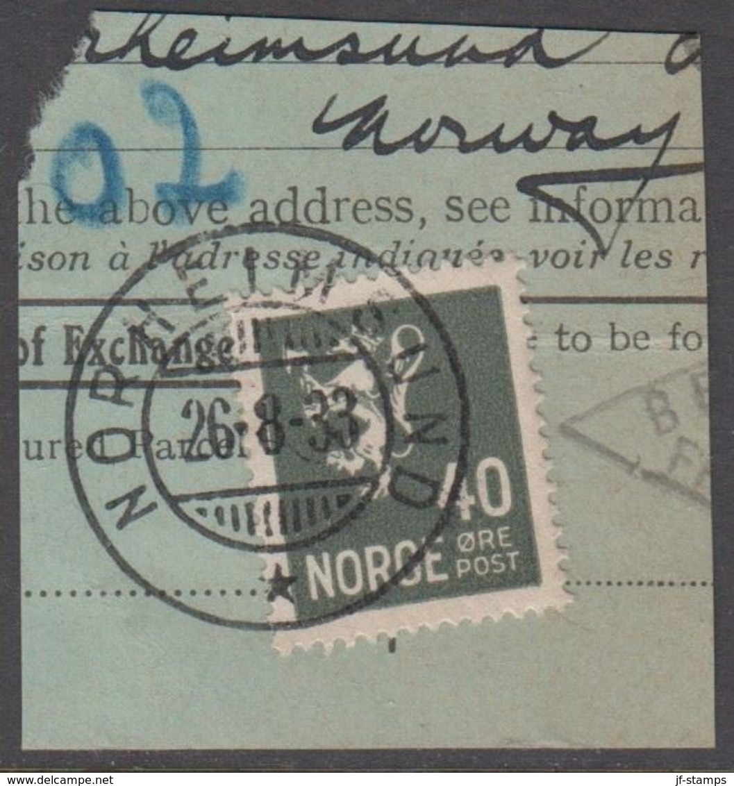 1927. New Liontype. 40 øre Slate. LUXUS NORHEIMSUND 26-8-33. (Michel 130) - JF318188 - Gebraucht