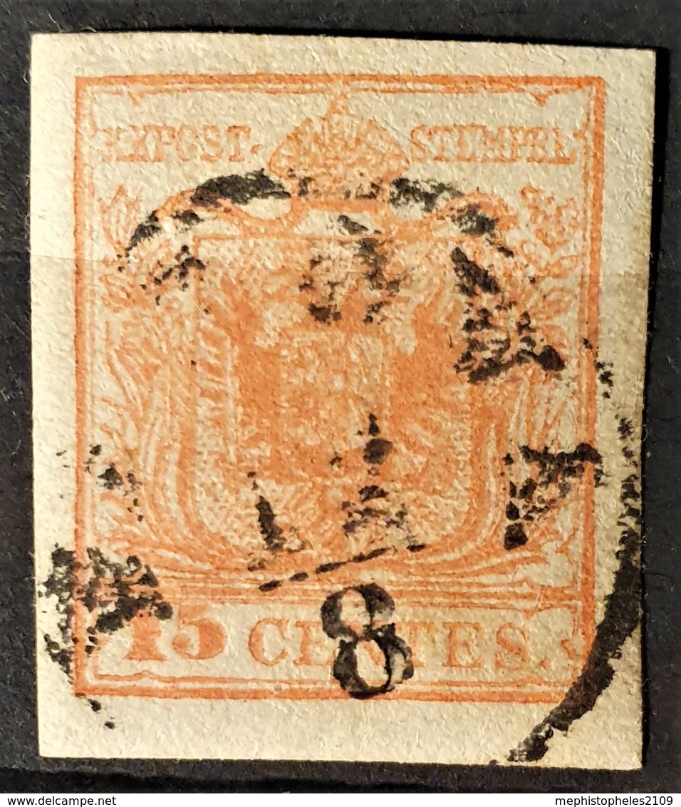 AUSTRIA / LOMBARDO-VENEZIA 1850/54 - PADOVA Cancel - ANK LV3 - 15 Centes - Usados