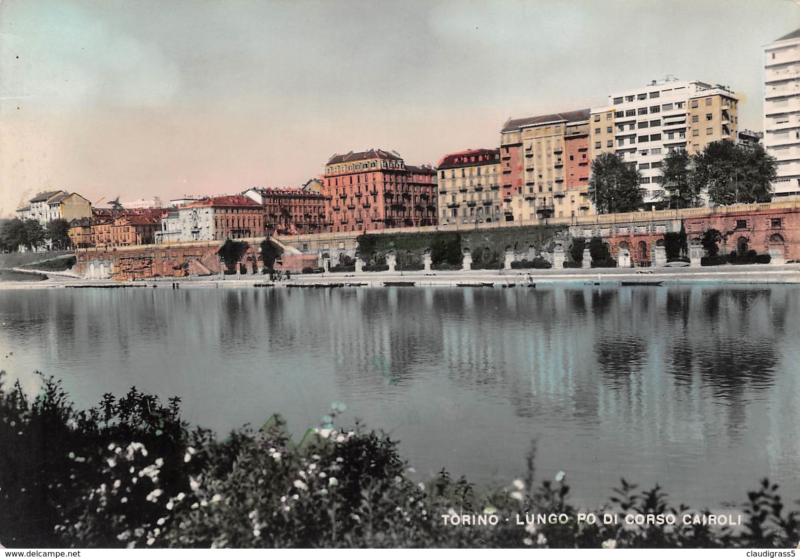 0849 "TORINO -LUNGO PO DI CORSO CAIROLI "CARTOLINA ORIGINALE ANNI 60 - Fiume Po