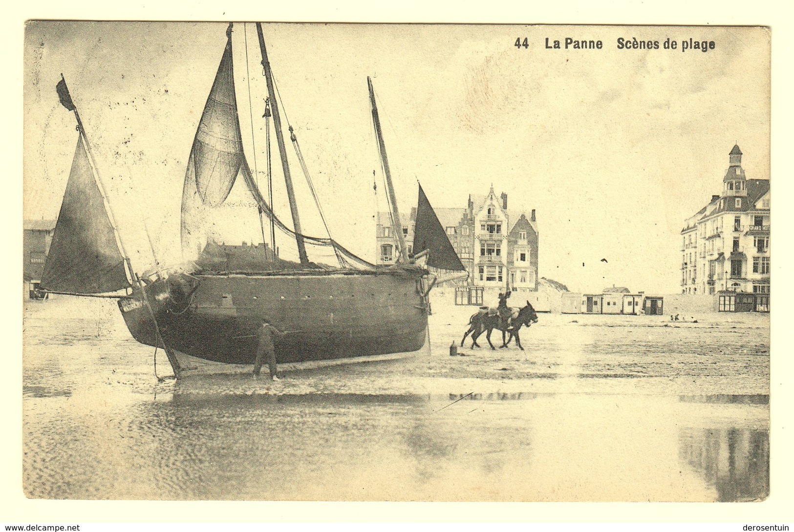 A1327	[Postkaart] La Panne / Scènes De Plage (Edition Au Petit Bonheur) [de Vissersboot Op Het Strand Ezeltje Visser] - De Panne