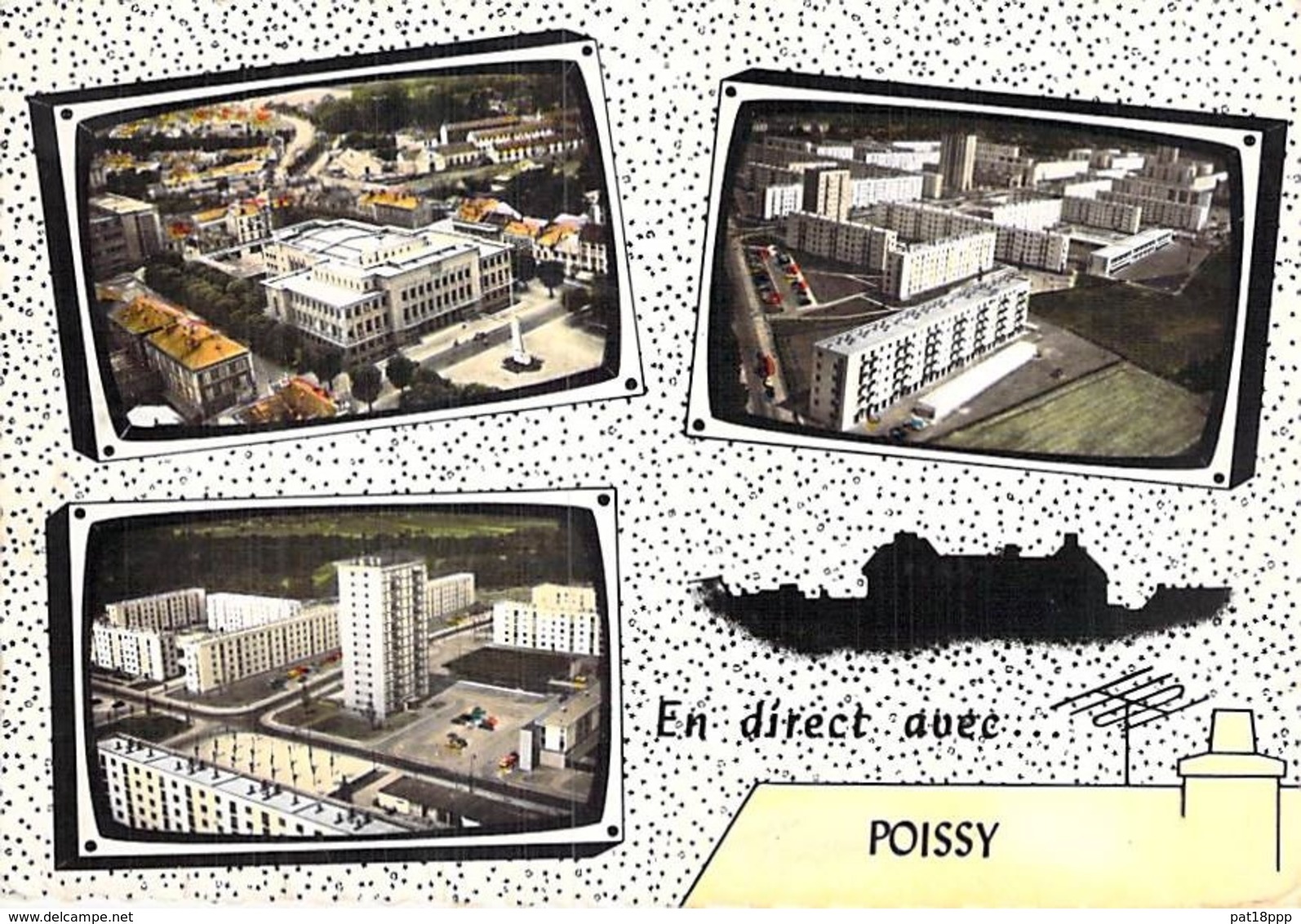 78 - POISSY : Multivues Série En Avion ( HLM Cité Résidence Immeubles ) CPSM Dentelée Grand Format - Yvelines - Poissy