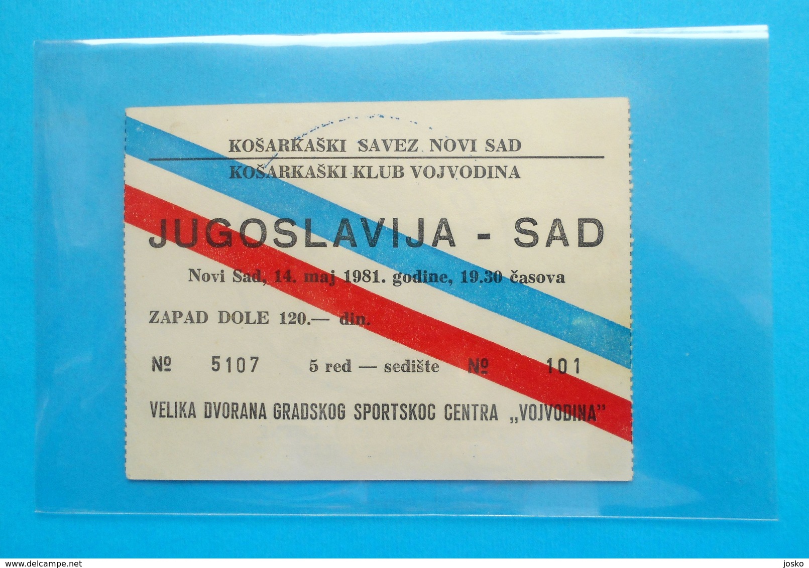 YUGOSLAVIAvs USA - 1981. International Friendly Basketball Match Official Ticket * Basket-ball Pallacanestro Baloncesto - Tickets - Entradas