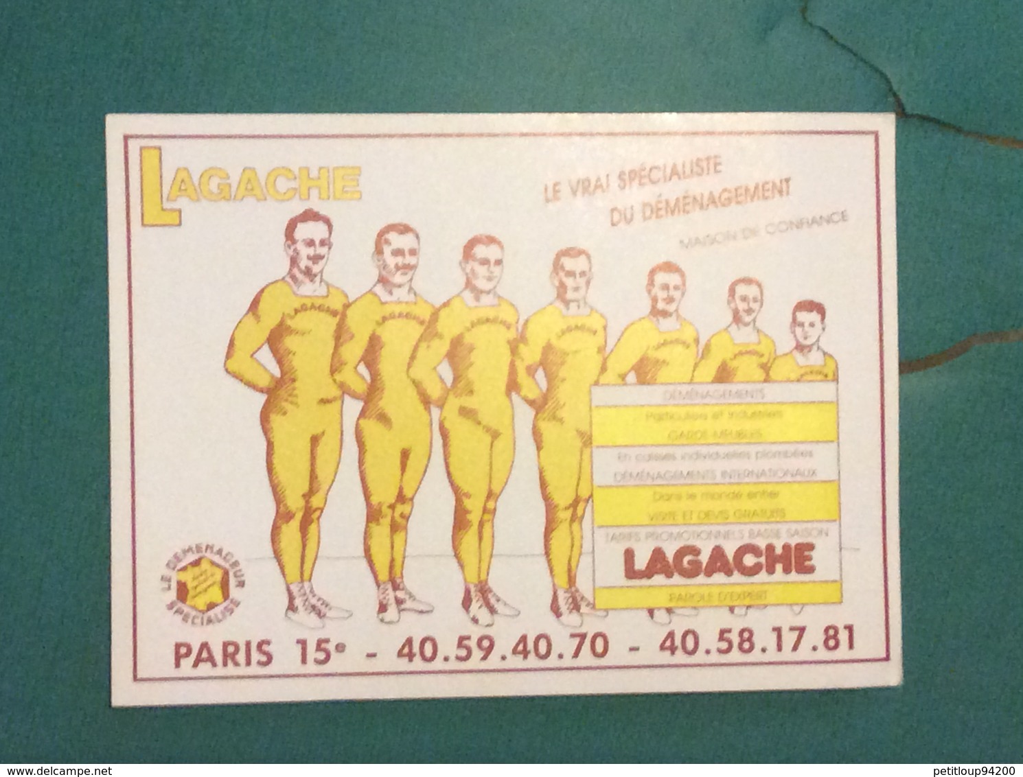 CALENDRIER LAGACHE  Déménagements  Garde-Meubles  ANNÉE 1991 - Grand Format : 1991-00